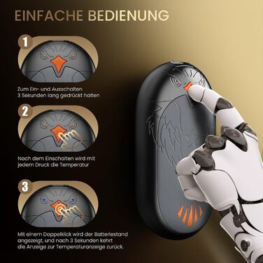 Електричні грілки для рук 2 шт. - USB, 3 режими нагріву, 24 години тепла, для активного відпочинку взимку (сірий)