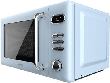 Мікрохвильова піч Cecotec Proclean 5110 Retro Blue з грилем, 20 л, 700 Вт, 5 режимів, 8 програм, таймер 60 хв, функція розморожування, сигнал завершення, ретро-дизайн, блакитна, з блокуванням від дітей