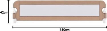 Бортик для ліжка VidaXL 150x42 см, бежевий (Taupe) - захист для дитячого ліжечка та ліжка для малюків з поліестеру
