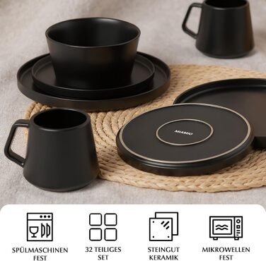 Набір посуду Miamio на 8 осіб (24 елементи) з кераміки, сучасний стиль / Сервіз для столу – підходить для миття в посудомийній машині та використання в мікрохвильовці - розкішна колекція (білий)