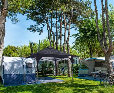 ABCCANOPY павільйон 3x3 м водонепроникний, розкладний, садовий тент для фестивалів, сонцезахисту, компактний, з сумкою на колесах, 4 вантажними мішками, 4 мотузками, 4 кілками, чорний