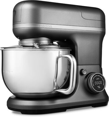 Кухонна машина MEDION Titan: Міксер, м'ясоподрібнювач, 3-в-1, 5 л чаша з нержавіючої сталі, 1200 Вт, натерти, нарізати, цифровий дисплей, 18430