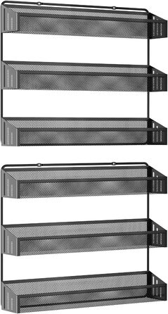 Ярусна настінна стійка для спецій, 2 шт. и, ідеально підходить для кухні (чорний), 3-