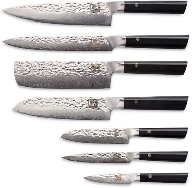 Кухонний ніж шеф-кухаря Zayiko Kuro Damast з лезом 20 см, з 67 шарів дамаської сталі, з ручкою з паккавуду