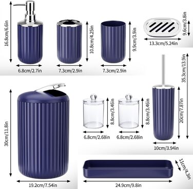 Набір аксесуарів для ванної кімнати 9 шт. чорного та золотого кольору (Морський блакитний)