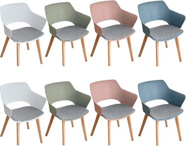 GrandCA HOME Кухонні стільці, набір 8 шт., зелені, з масивними дерев'яними ніжками, для кухні, вітальні, спальні