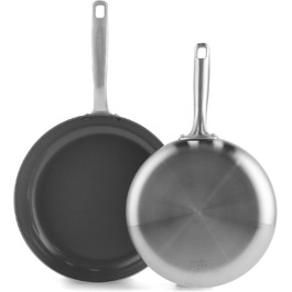 Набір сковорідок GreenPan Chatham: 25.4 см та 30.5 см, нержавіюча сталь, керамічне покриття, антипригарні, індукційні, для здорового харчування, сріблясті