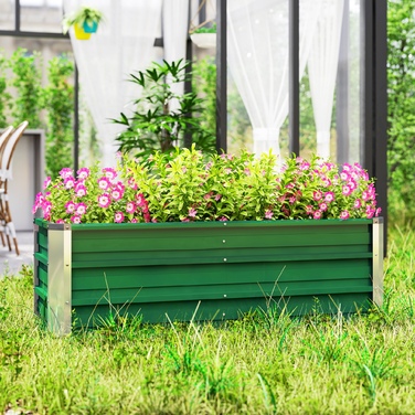 Outsunny Піднята грядка Сталева садова клумба з рукавичками 125x47x40см зеленого кольору для овочів та квітів