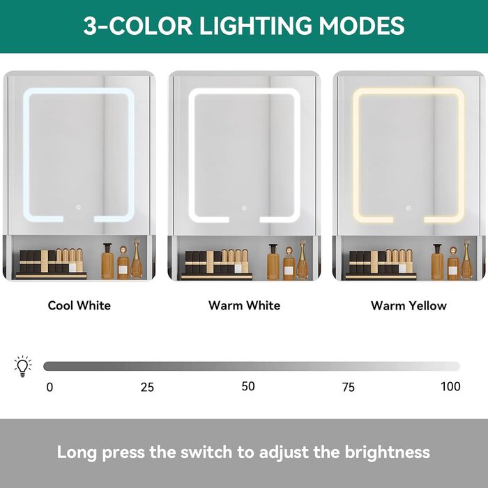 Туалетний столик YITAHOME з підсвіткою та дзеркалом, 4 шухляди, відкриті полиці, чорний (білий)