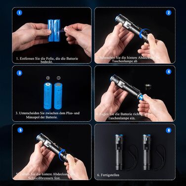 Набір тактичних LED ліхтарів (2 шт.) 1 000 000 Люмен, потужний зарядний ліхтар з зумом, 3 режими освітлення, водонепроникний IPX7 для кемпінгу та туризму, чорний з кольоровими акцентами