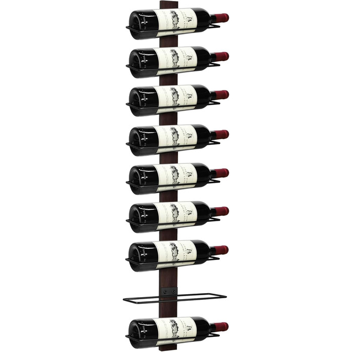 Металева полиця для пляшок вина, 9 відділень, чорна, настінна | Weinregal