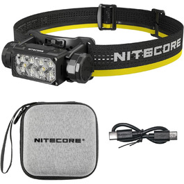 Налобний ліхтар Nitecore HC65 UHE, акумуляторний світлодіодний налобний ліхтар USB-C, 2000 люмен, відстань променя 222 м, червоне світло нічного бачення, чорний