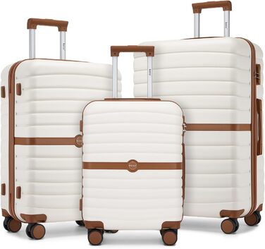 KONO Чемодан-валіза середнього розміру 66см з ABS+PC, валіза на колесах з замком-кодом (темно-зелений/коричневий)