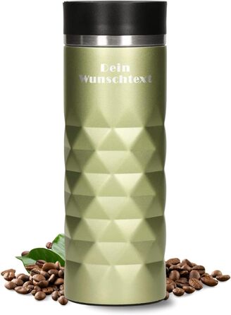 Термокружка Elasto з нержавіючої сталі, 450 мл, з індивідуальною гравіюванням (Saphir Grün)