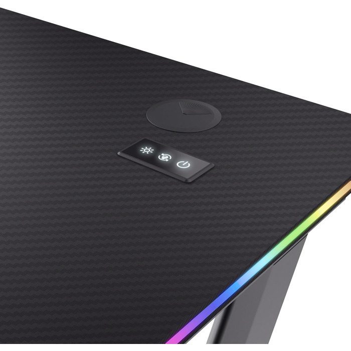 Ігровий стіл Trust Gaming GXT 709W Luminus RGB з підсвічуванням LED, 10 режимів, USB, білий, з підставкою для навушників та тримачем для напоїв, 120 x 60 см