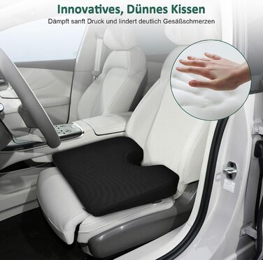 Подушка для сидіння Fwiull з Memory Foam: комфорт та підтримка для авто, софи та офісу (чорний)