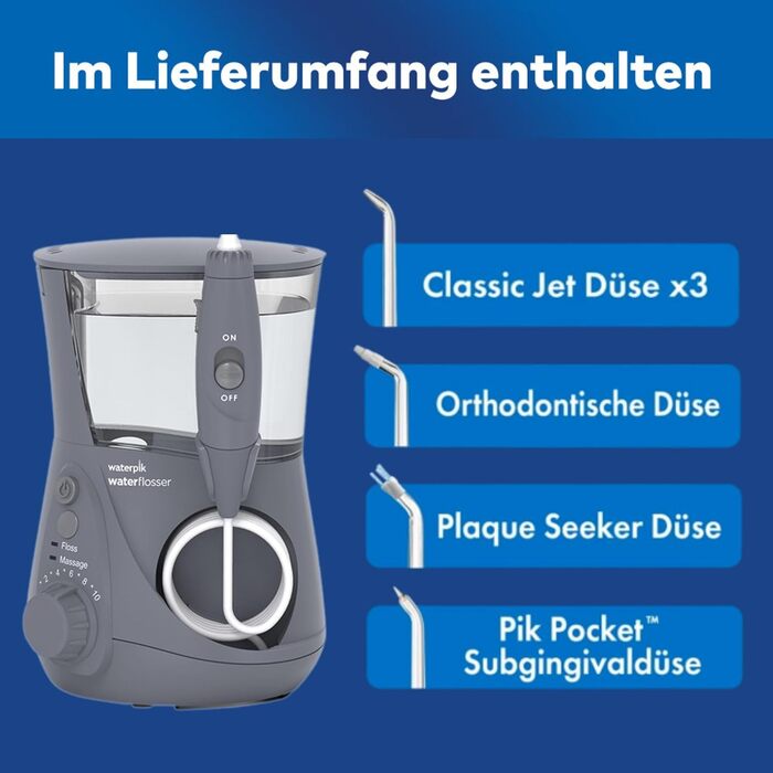 Іригатор Waterpik Ultra Professional: 10 режимів, 6 насадок, таймер, сертифікат TÜV, видалення нальоту 99.9%