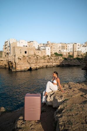 Набір валіз American Tourister Aerotech (3 шт.) - ручна поклажа, середній, великий, розширюваний, з TSA-замком, блакитний/рожевий (металік)