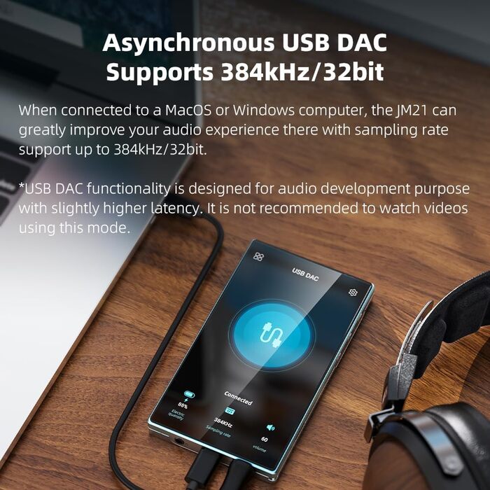 Портативний Hi-Res музичний плеєр JadeAudio / FiiO JM21 Android 13, Snapdragon 680, Bluetooth, Wi-Fi, USB DAC, 12.5 годин, небесно-блакитний