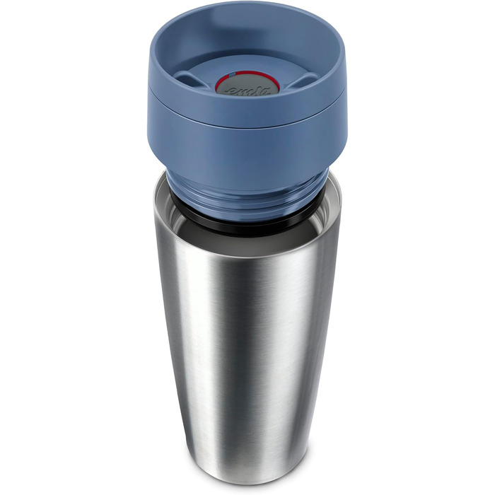 Термокружка Emsa N20210 Travel Mug Classic Isolierbecher, 0.36 л, нержавіюча сталь, 4 год гаряче, 8 год холодне, герметична, для миття в посудомийній машині, 360° клапан, синій