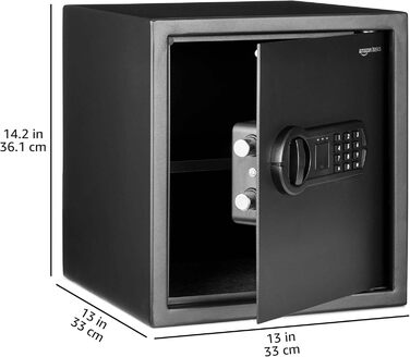 Електронний сейф, сталевий, цифровий, 35x33x42 см, чорний, 34 л
