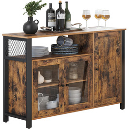 Стійка VASAGLE з 3 дверцятами для вітальні, кухні, їдальні, 33 x 110 x 75 см, стиль кантрі, вінтажний колір, LSC096B01