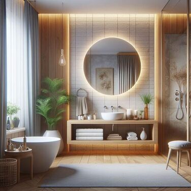 SARAR Круглий дзеркало для ванної кімнати з LED-підсвічуванням 120 см, Made in Germany, дизайн MAR113