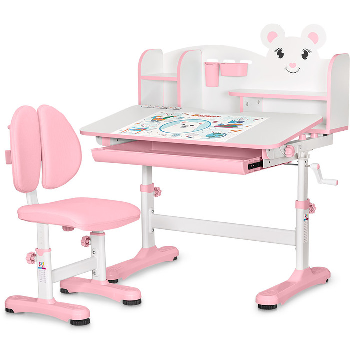 Комплект меблів (стіл + стілець + полиця) Mealux BD-29 Panda XL Pink (арт. BD-29 PN)