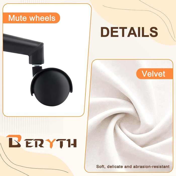 Офісне крісло BERYTH для дому та офісу, з велюру, до 136 кг, регульоване по висоті, поворотне на 360°, з м'якими роликами, для навчання, спальні, домашнього офісу, біле