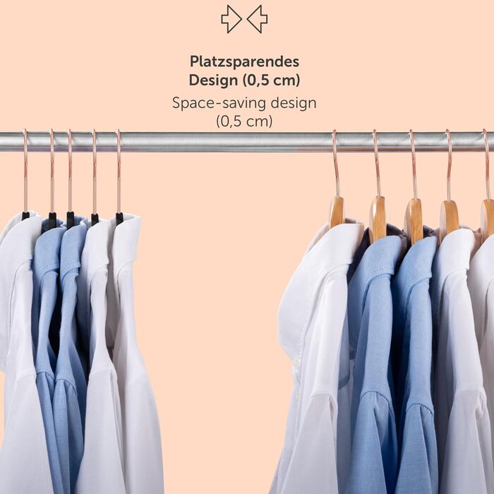 Набір вешалок для одягу Blumtal 50 шт. - обертаються на 360°, міцні, економія місця, неслизькі - рожеві оксамитові вішалки з покриттям, 100 шт. (рожеве золото / чорний)