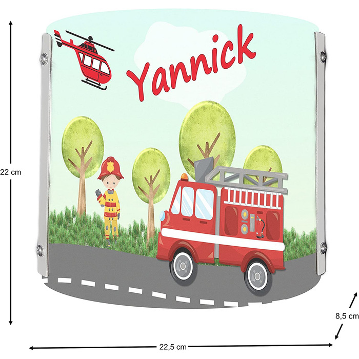 Дитячий настінний світильник із зображенням пожежної машини 22 x 22,5 x 85 см