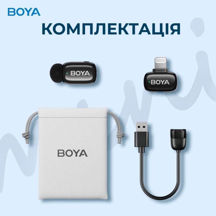 Бездротовий петличний мікрофон BOYA mini-16 Lightning Black