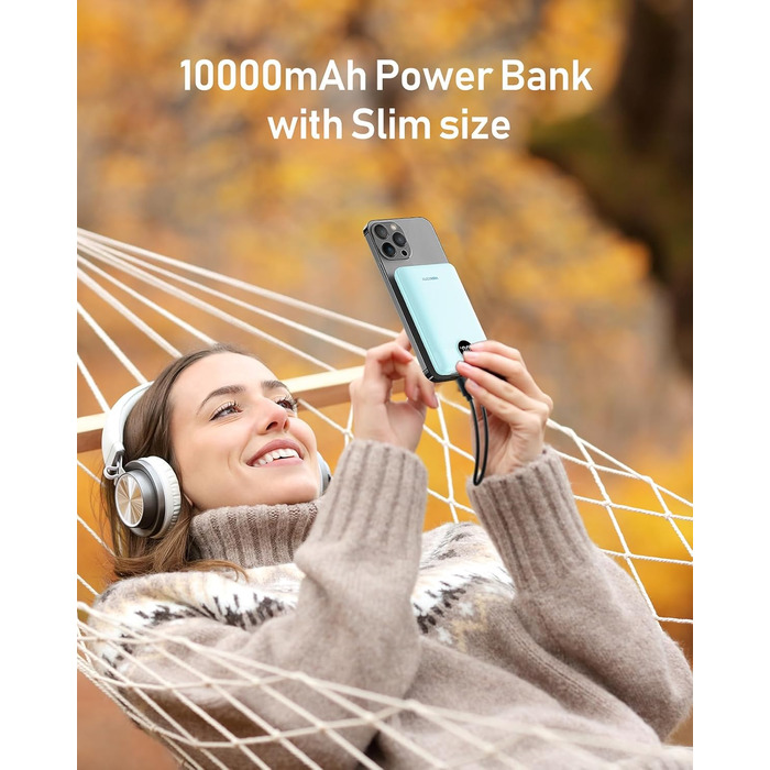 Зовнішній акумулятор Power Bank 10000mAh VEEKTOMX 22.5W Mini PD3.0 QC3.0 USB C для iPhone/Samsung тощо (синій)