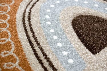 Дитячий килимок для дитячої кімнати, ігровий килимок в горошок у формі серця, Райдужний дизайн, розмір(80x150 см, кремово-бежевий)