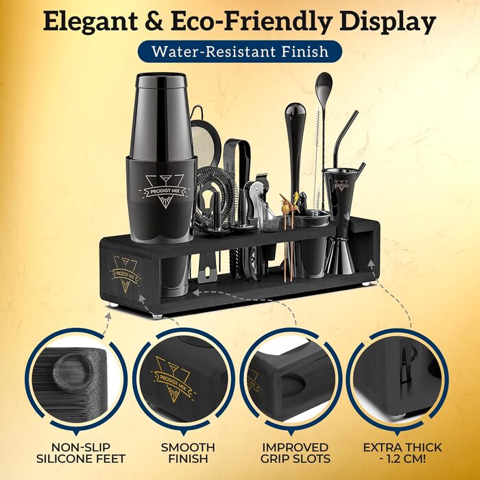 Набір бармена Elite Mixology: Шейкер Boston 20 предметів з підставкою, рецепти. Нержавіюча сталь