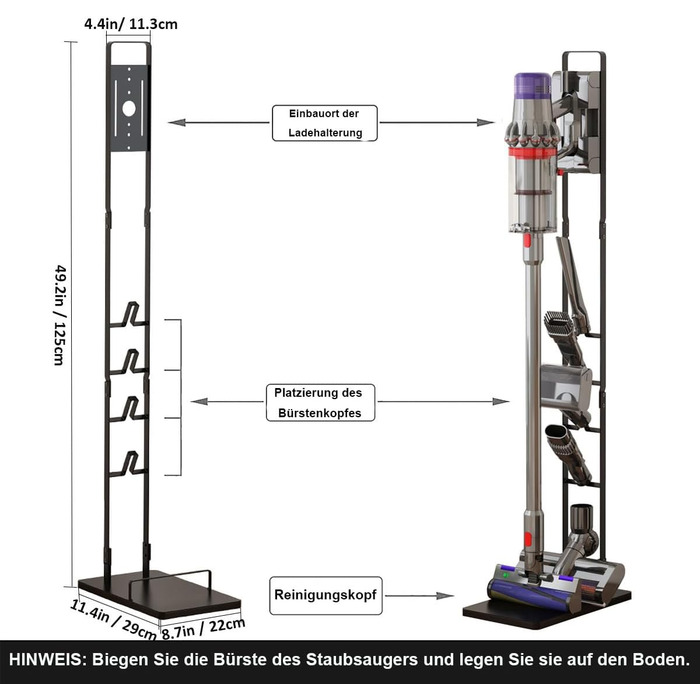 Підставка Foho для Dyson V6-V15, металева скоба, без свердління, рухома, пилосос і зберігання аксесуарів