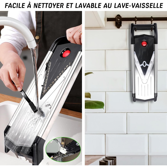 Машхом Мультиінструмент для нарізки овочів 5-в-1, Mandoline з нержавіючої сталі, тертка для овочів, фруктів, картоплі, помідорів, цибулі, 40см, з рукавичками