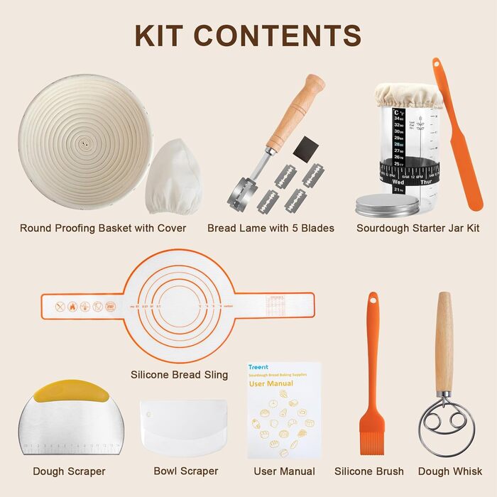 Набір для закваски та випікання хліба: силіконові banneton-кошики (2 шт.), закваска для приготування хліба
