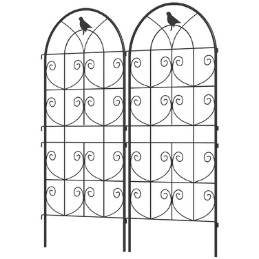 Набір з 2 шт. металевих опор для ліан, нержавіюча сталь, 50x120 см, чорний колір. Опора для рослин з декоративним дизайном пташки.