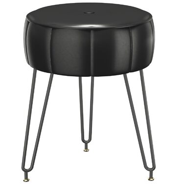 Чорний пуф-стілець для макіяжу в стилі гарбуза, 32x32x44 см (HBD036W)