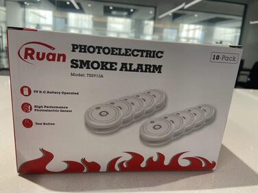 Датчик диму Rauchmelder з магнітною кріпленням, фотоелектричний, 10 років служби, змінна батарея, 4 шт. (10 комплектів)