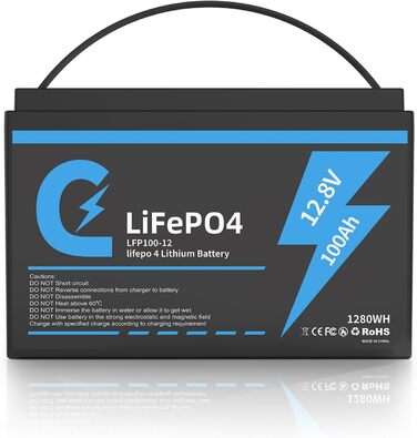 Літієва батарея Lifepo4 100Ah 12V глибокого циклу 12,8 В акумуляторна із захистом BMS, 15000 циклів, заміна свинцево-кислотного акумулятора