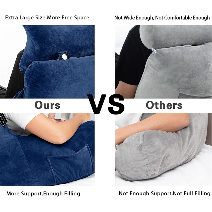 Підголовник для читання Lesekissen з регульованою підтримкою шиї та спини - сірий (Blue2)