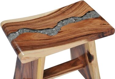 Дзеркальний табурет з масиву акації для ванної кімнати 50x30x45 см, Polyresin