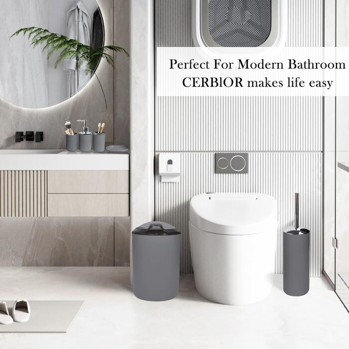 Набір аксесуарів для ванної кімнати CERBIOR, 6 шт. (Морська блакить/Королівська блакить/Сірий): мильниця, тримач для зубних щіток, стакан для зубних щіток, мильниця