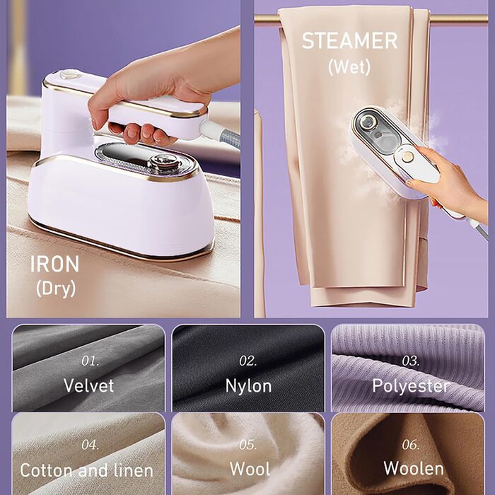 Праска парогенератор Mini, 1200 Вт, складана, для подорожей, керамічна підошва, швидкий нагрів, біла