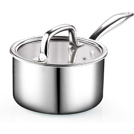 Набір каструль та сковорідок Cook N Home з нержавіючої сталі (7 предметів), склокришки, індукційне дно, придатний для миття в посудомийній машині, срібний