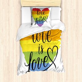 Набір підковдр ABAKUHAUS Pride , Love is Love Art ЛГБТ, антикліщ Алергіки Підходить з наволочками, 135 см x 200 см - 80 x 80 см, Multicolor 135 см x 200 см - 80 x 80 см Багатобарвний