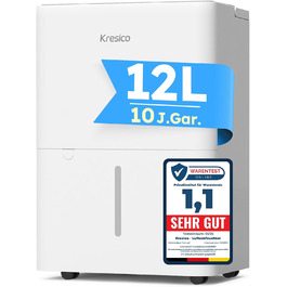 Електричний осушувач повітря 20L, для підвалу та приміщень до 150м³/50м², тиха робота 39dB, з шлангом для відведення конденсату, фільтр, таймер, 10 років гарантії