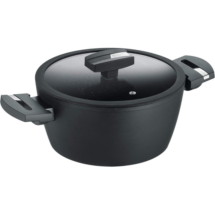 Каструля Berndes Balance Induction Enduro, 20 см, для індукційних плит, з антипригарним покриттям, чавунний дизайн, універсальна, алюміній, чорна